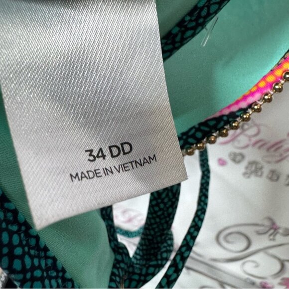 Shade & shore bikini top paisley print tassle bright dotted gold beads 34DD boho - Picture 7 of 13